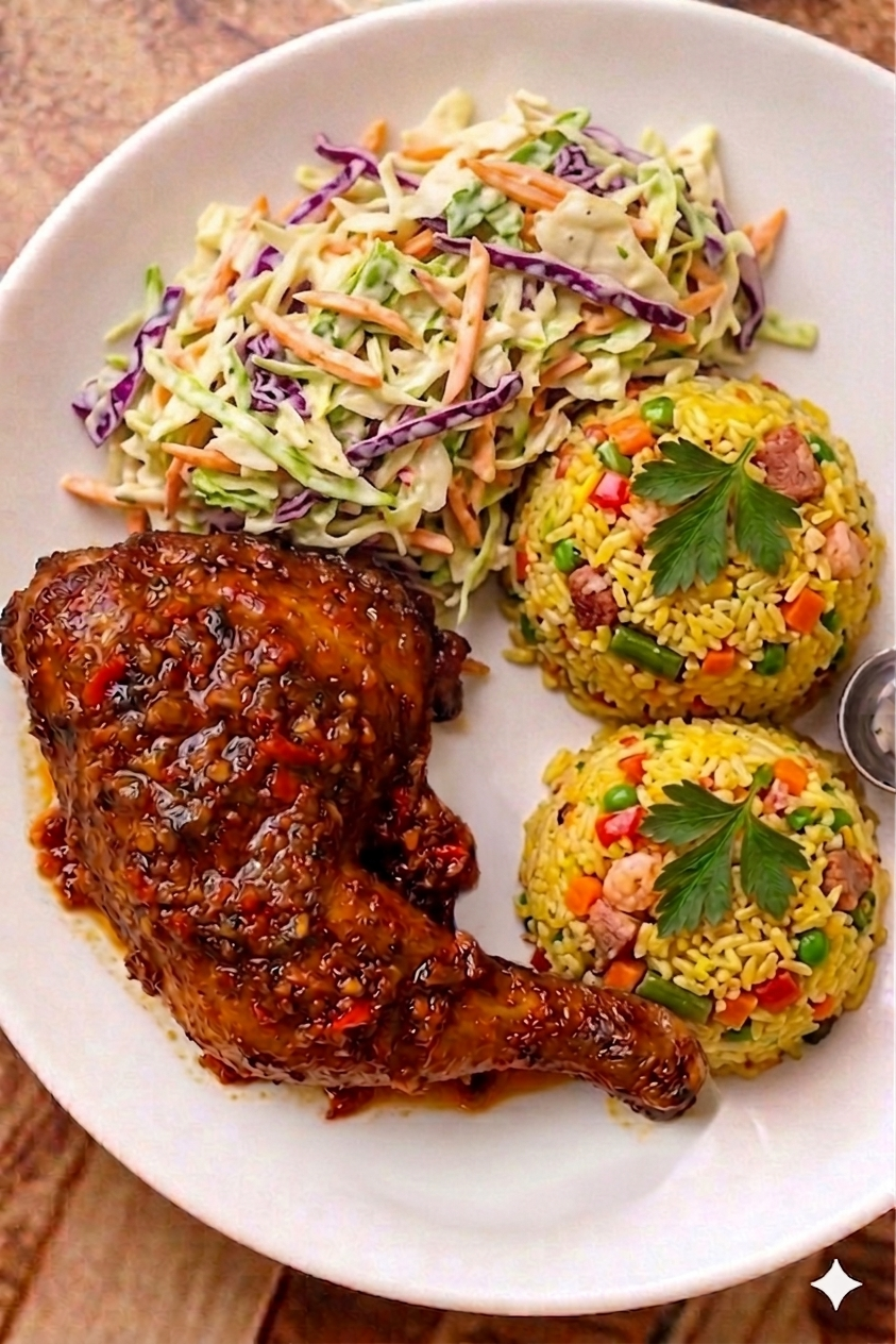 Fried Rice + Chicken + Coleslaw