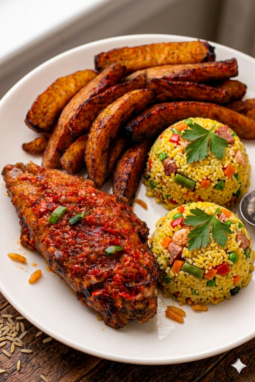 Fried Rice + Turkey + Plantain