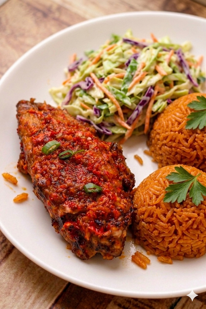 Smoky Jollof + Turkey + Coleslaw